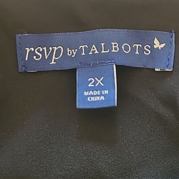 Talbots RSVP Black Velvet Floral Burnout Lined Blouse Tunic Top Size 2X - Picture 11 of 14